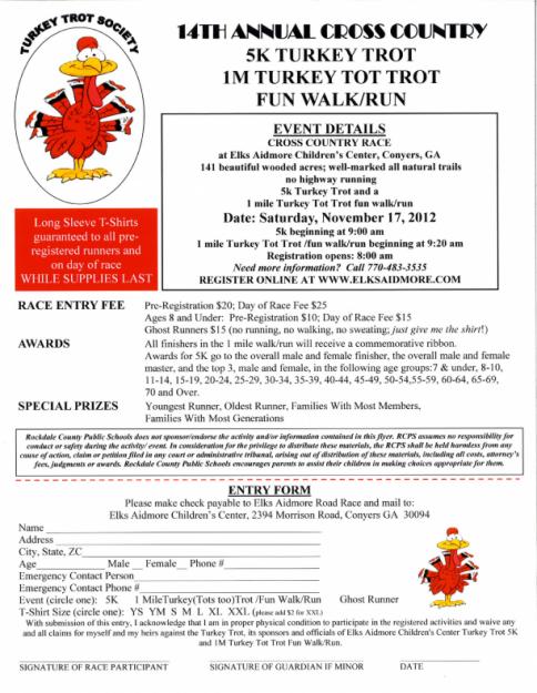 Elks Aidmore\'s 14th Annual 5K Turkey Trot/1M Turkey Tot Trot